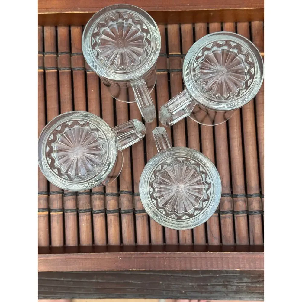 Vintage Hite Korean Beer Mugs Heavy Glass Stein Square Handle 5